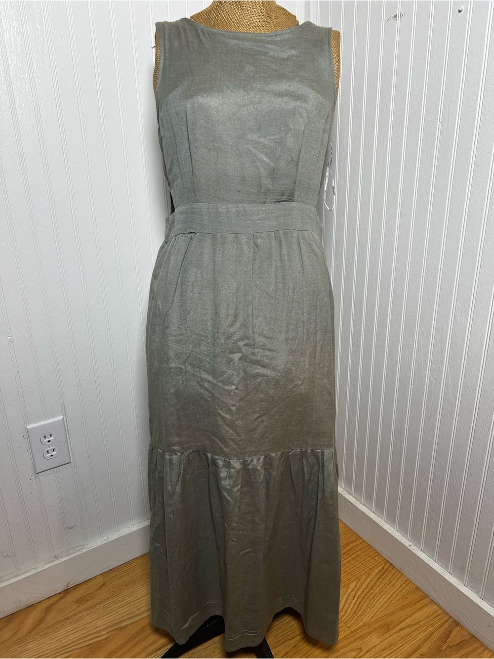 Sleeveless Japna Sage Green prairie style Maxi Dress-Boho